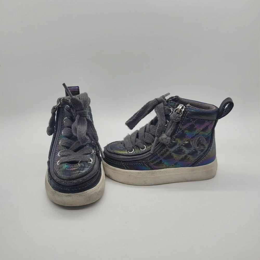 Billy Footwear Toddler Iridescent Quilted High Top Adaptive Sneakers Size 5